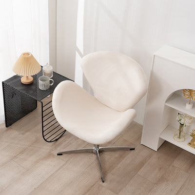 Contemporary Scandinavian Faux Velvet Aluminum Alloy High Density Sponge Vanity Stool Height-Adjustable Swivel Backrest For Bedroom
