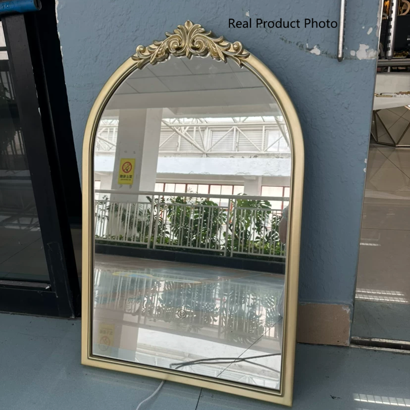 Traditioneller französischer ovaler Bogen-Wandspiegel aus Polyurethan und Glas für Wohnzimmer &amp; Badezimmer 