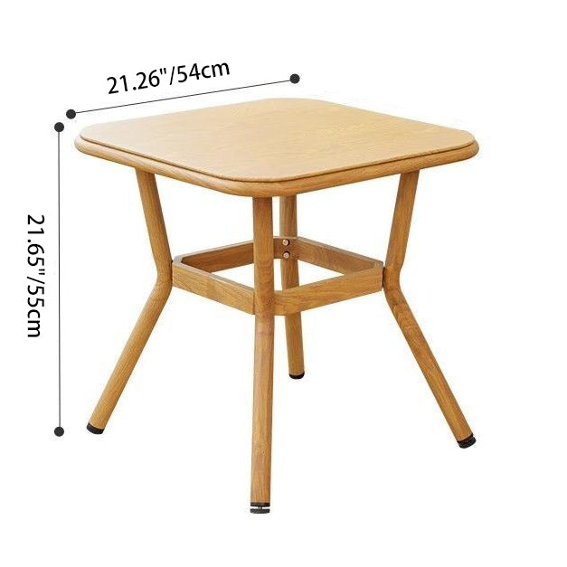 Traditional Chinese Square Carbon Steel Tempered Glass PE Rattan Table &amp; Chair Set Foldable Backrest For Outdoor Patio