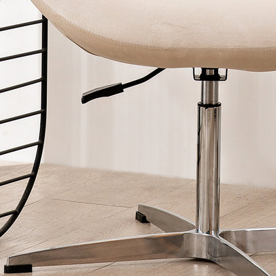 Contemporary Scandinavian Faux Velvet Aluminum Alloy High Density Sponge Vanity Stool Height-Adjustable Swivel Backrest For Bedroom