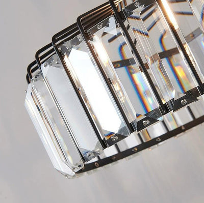 Zeitgenössische Luxus Eisen Zylinder Rahmen Kristall Schatten 1-Licht Pendelleuchte für Wohnzimmer 