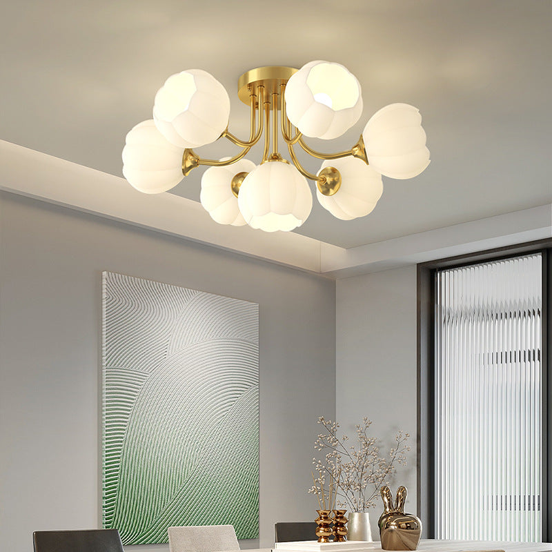 Zeitgenössische Creative Pod Kupferglas 7/9 Licht Halbbündige Deckenleuchte für Wohnzimmer 