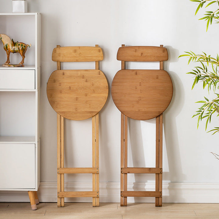 Zeitgenössischer Retro-runder, klappbarer Bambus-Barhocker mit Rückenlehne für das Esszimmer 