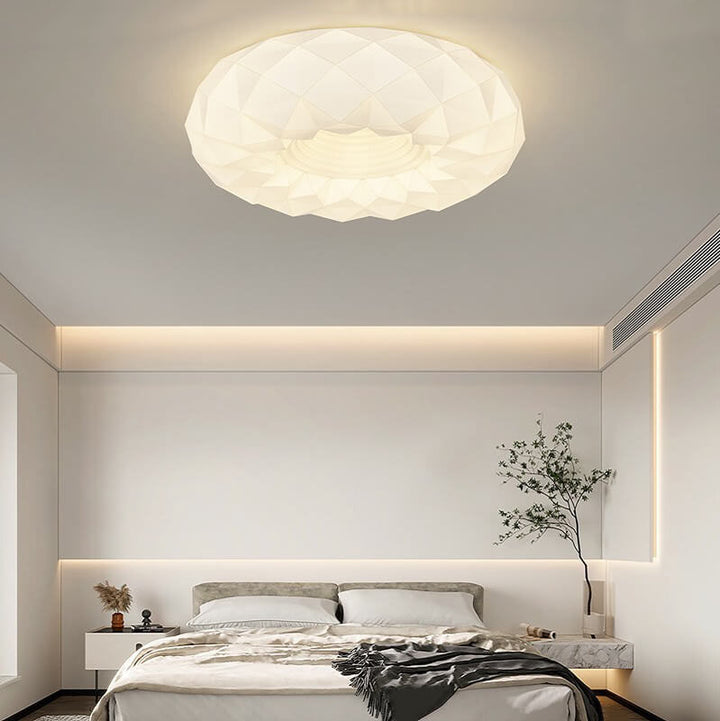 Plafonnier LED rond blanc minimaliste nordique avec texture géométrique 