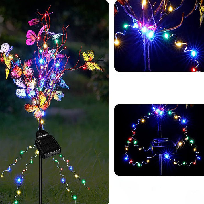 Zeitgenössische Kreative Schmetterling Edelstahl Acryl Solar LED Bodenstecker Außen Landschaftslicht Für Garten 