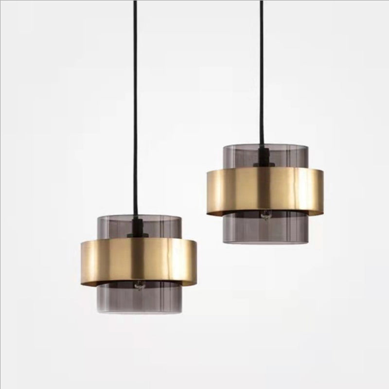 Zeitgenössische nordische runde Metallglas-Pendelleuchte mit 1 Licht für Wohnzimmer 