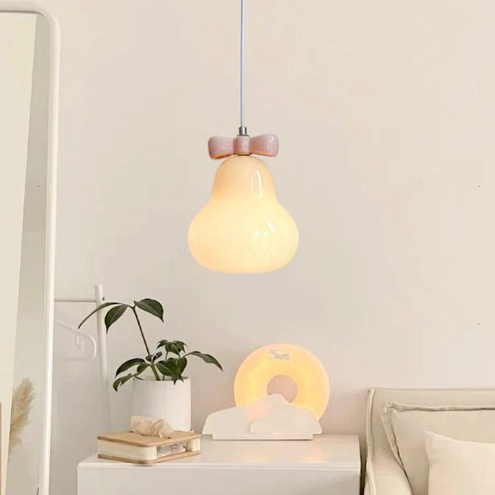 Moderne Art déco Bow Bells Fer Céramique Verre Suspension 1 Lumière Pour Salon 
