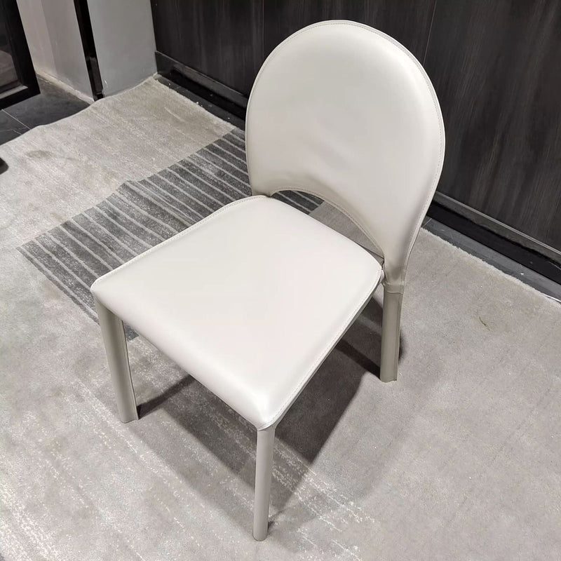 Chaise de salle à manger moderne minimaliste en cuir de selle, acier au carbone, éponge, carrée, elliptique, dossier pour salle à manger 