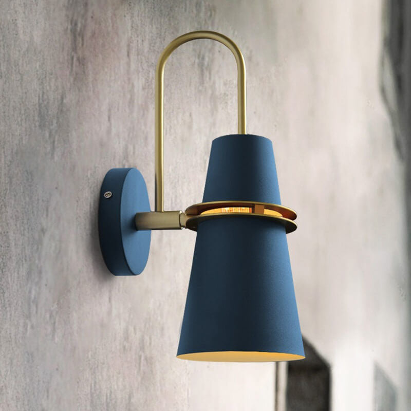 Contemporary Scandinavian Horn Iron 1-Light Wall Sconce Lamp For Bedroom