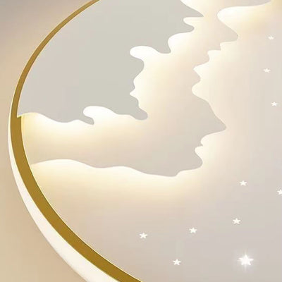 Plafonnier LED en fer météore lune ronde minimaliste moderne pour chambre à coucher 
