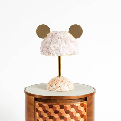 Lampe de table 1 lumière avec abat-jour en peluche créative nordique et base en terrazzo matériel 
