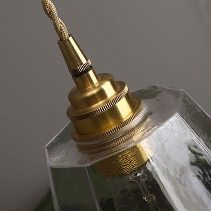 Zeitgenössische skandinavische achteckige Messingglas-Pendelleuchte mit 1 Licht für Wohnzimmer 