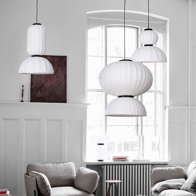 Japanese Creative Silk Fabric Round 1-Light Pendant Light