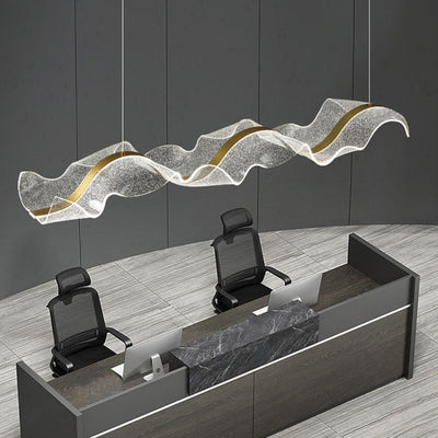 Zeitgenössische Luxus Acryl Wellpappe Flattern Band Hardware LED Insel Licht Pendelleuchte Für Wohnzimmer 