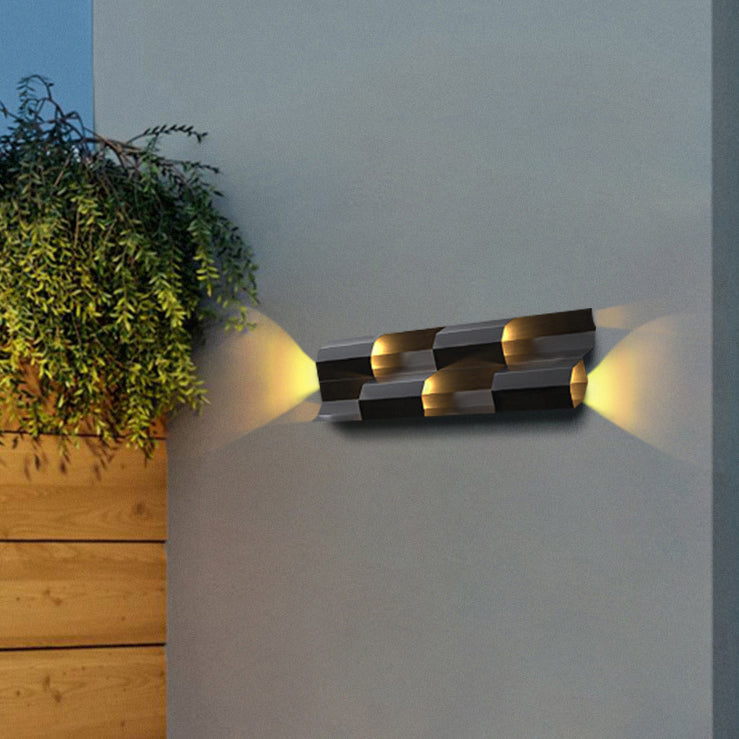 Lámpara de apliqué de pared LED rectangular de acero inoxidable, retro contemporánea e impermeable, para patio exterior 