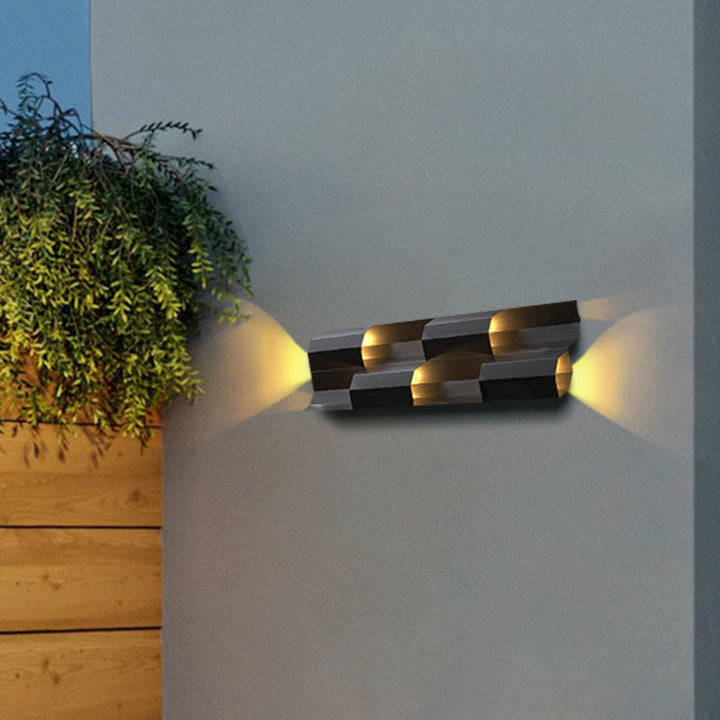 Lámpara de apliqué de pared LED rectangular de acero inoxidable, retro contemporánea e impermeable, para patio exterior 