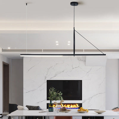 Moderne minimalistische lange Streifen Aluminium Acryl LED Insel Licht Pendelleuchte für Wohnzimmer 