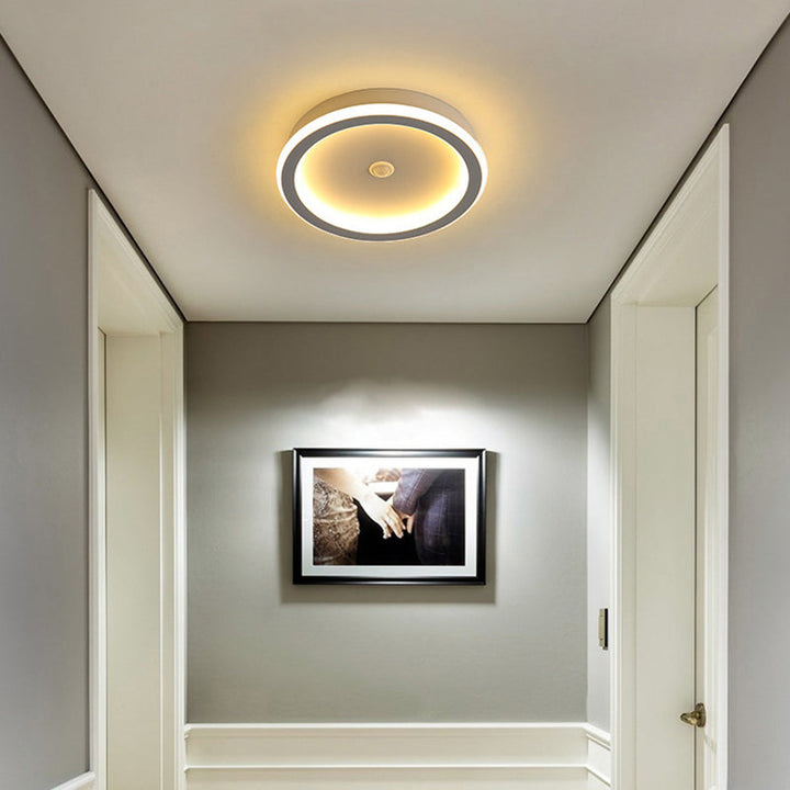 Plafonnier LED en fer aluminium PVC à montage affleurant rhombique rond minimaliste moderne pour salon 