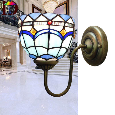 Tiffany Creative Resin Glass Flower Shape 1-Light Wall Sconce Lamp