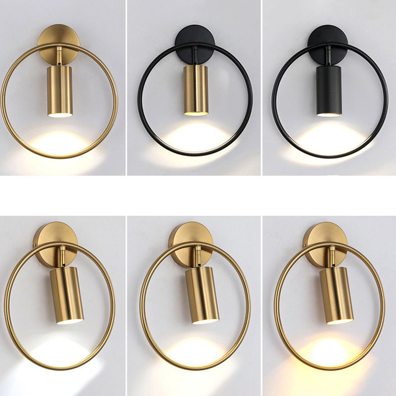 Applique murale moderne simplicité en fer cercle cylindre 1 lumière pour chevet 