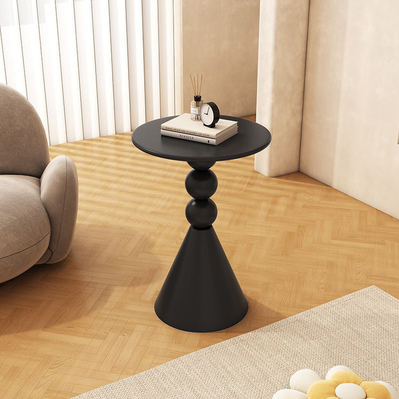 Mesa de café de hierro con base geométrica redonda minimalista moderna para sala de estar 