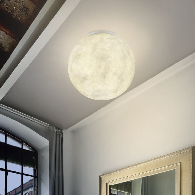 Creative Simplicity Star Moon Design Glass Shade Resin LED Flush Mount Ceiling Light