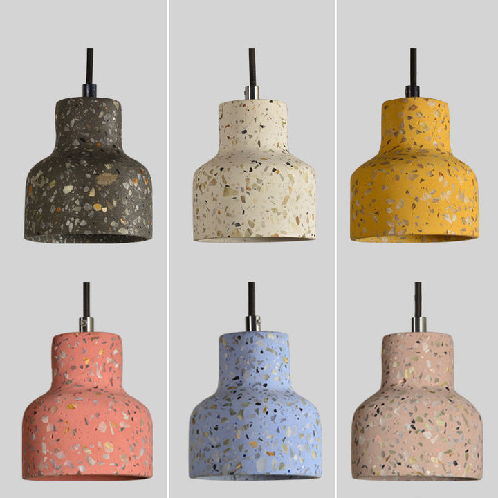 Suspension contemporaine scandinave ronde en terrazzo jade à 1 lumière pour salon 