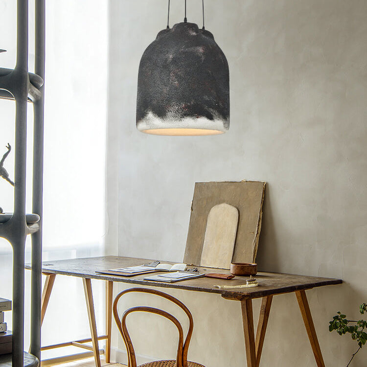 Contemporary Industrial Resin Cylinder Jar Handmade 3- Light Pendant Light For Dining Room