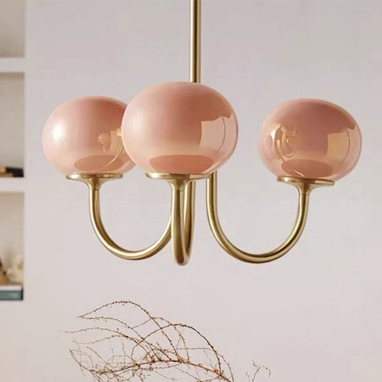 Lámpara de Araña de 3 Luces con Bola de Vidrio de Hierro Tradicional Francesa para Sala de Estar 