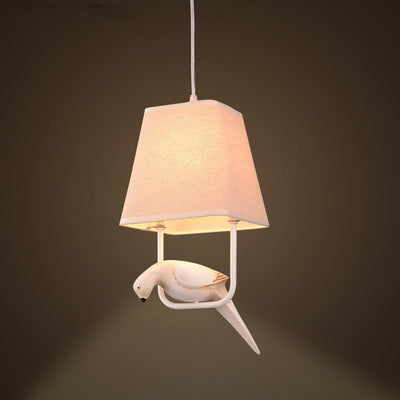 Contemporary Scandinavian Bird Iron Burlap Resin 1/2 Light Chandelier For Bedroom
