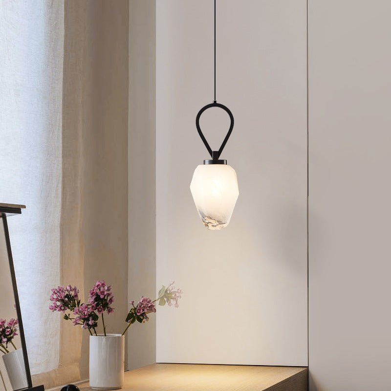 Lámpara colgante moderna minimalista de vidrio irregular cobre de 1 luz para sala de estar 