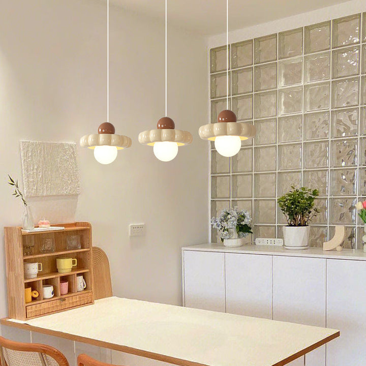 Dôme Nordique Contemporain Fleur PE Résine Fer Lustre à 3 Lumières Pour Salle à Manger 