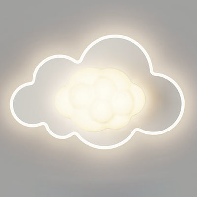 Modern Art Deco Cream Clouds Plastic Iron LED Flush Mount Ceiling Light For Living Room