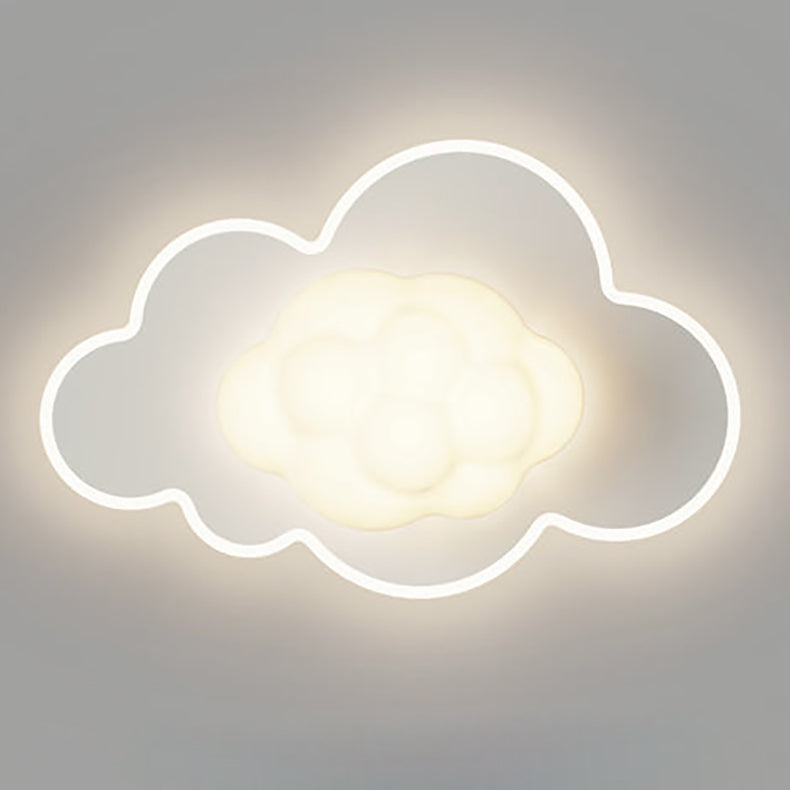 Modern Art Deco Cream Clouds Plastic Iron LED Flush Mount Ceiling Light For Living Room