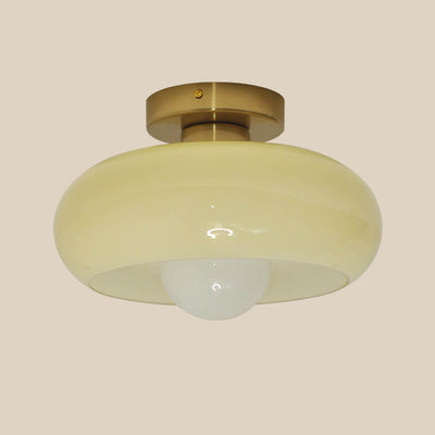 Modern Minimalist Iron Round 1-Light Semi-Flush Mount Ceiling Light