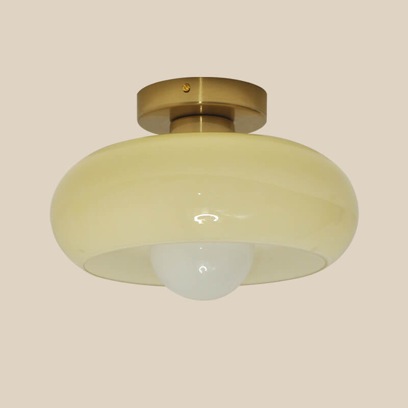 Modern Minimalist Iron Round 1-Light Semi-Flush Mount Ceiling Light