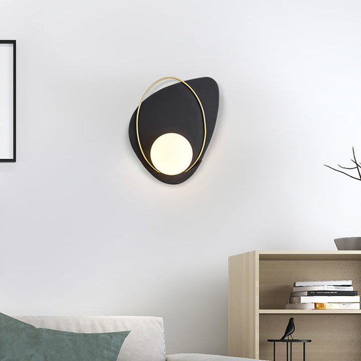 Lámpara de Aplique de Pared de 1 Luz con Pantalla Redonda de Hierro Geométrico Art Deco Moderno para Sala de Estar 
