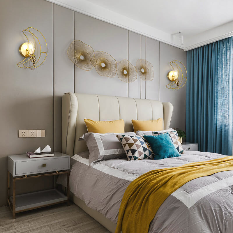 Moderne Mid-Century Mond Kupfer 1-Licht Wandleuchte für Wohnzimmer 