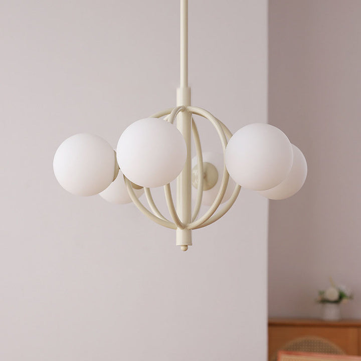 Moderner Übergangsleuchter aus Eisen und Glas mit 6 Lichtern für das Wohnzimmer 