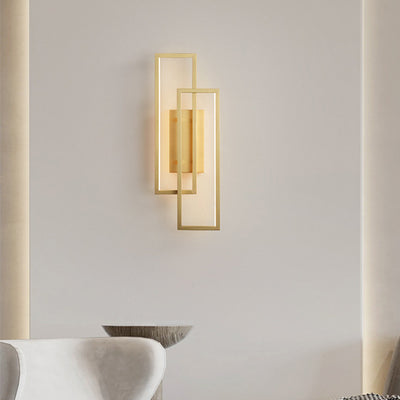 Moderne Mid-Century Wandleuchte aus Kupfer im rechteckigen geometrischen Design mit LED für das Bett 
