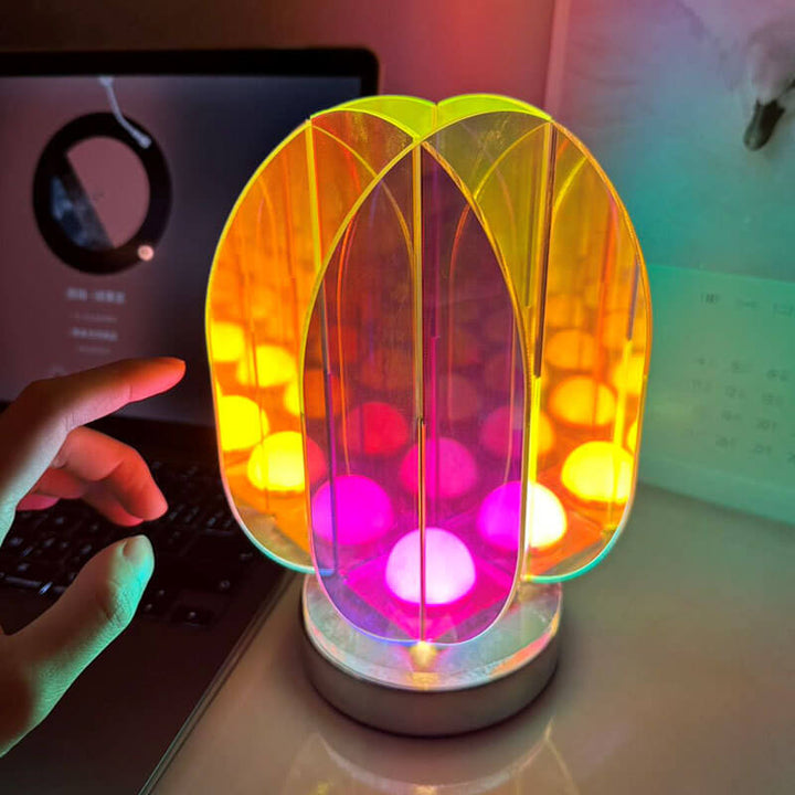 Modern Minimalist Clear Dazzle Acrylic Iron USB Geometry LED Art Decoration Table Lamp For Bedroom