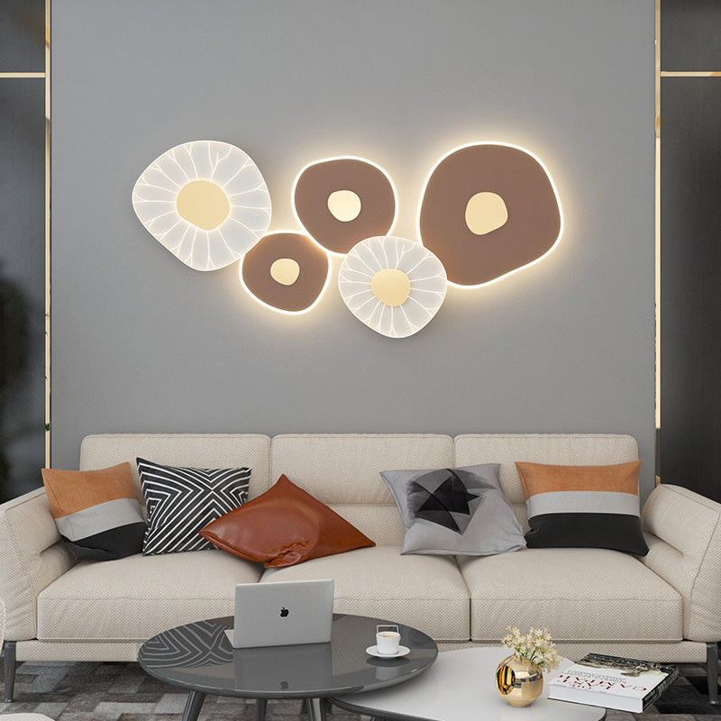 مصباح حائط LED من الحديد والأكريليك بتصميم ورقة لوتس حديثة وفاخرة لغرفة المعيشة 