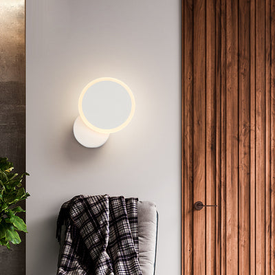 Applique Murale LED en Fer Acrylique Rond Rotatif à Simplicité Moderne pour Chambre 