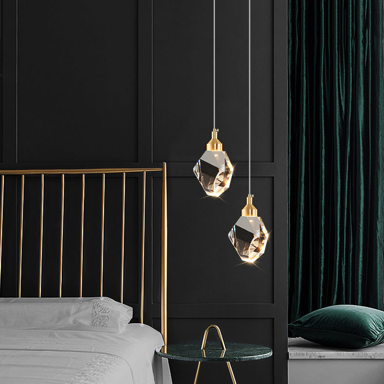 Moderne Luxus funkelnde Kristall Stein Eisen 1-Licht Pendelleuchte für Wohnzimmer