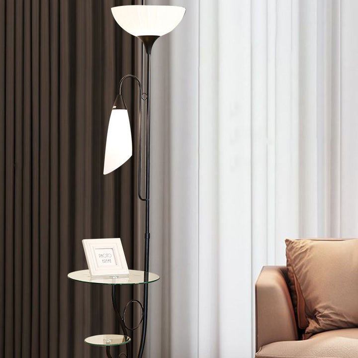 Moderne minimalistische Blumen-Glas-Tisch-Eisen-Acryl 2-Licht Stehende Stehlampe 