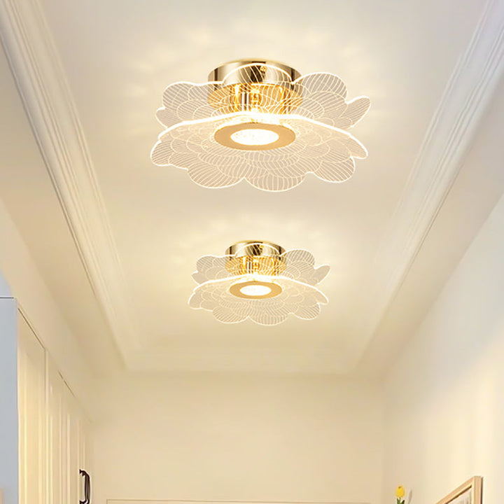 Moderne minimalistische Blumen-Metall-Acryl-LED-Halbeinbau-Deckenleuchte für Schlafzimmer 