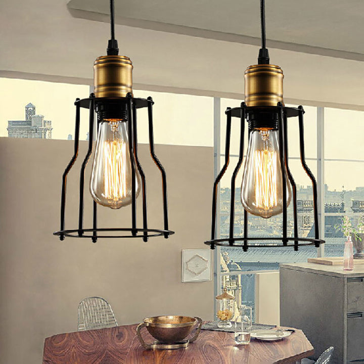 Moderne industrielle Pendelleuchte mit 1 Flamme aus Eisen im Hohlkäfig-Glasdesign für das Esszimmer 
