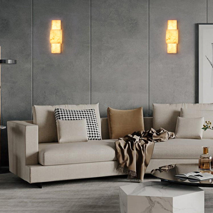 Moderne minimalistische rechteckige Metall Marmor LED Wandleuchte Lampe für Wohnzimmer 