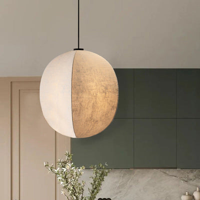 Forme de lanterne anti-soie Zen japonaise traditionnelle 1 lumière suspension pour salon 