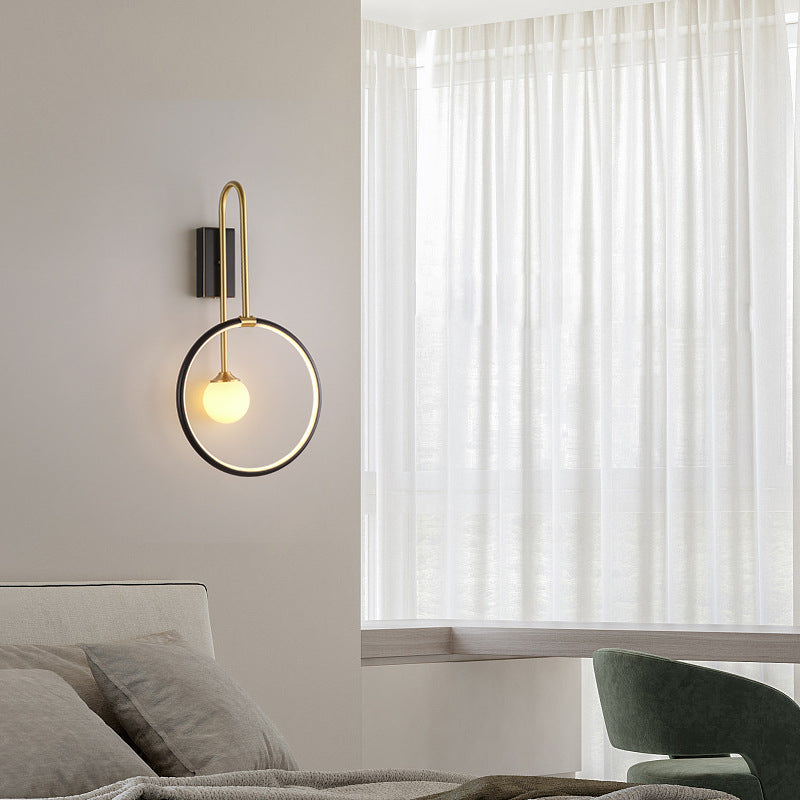 Moderne Einfachheit Kreis Ring Kupfer Glas 1-Licht Wandleuchte Lampe für Schlafzimmer 